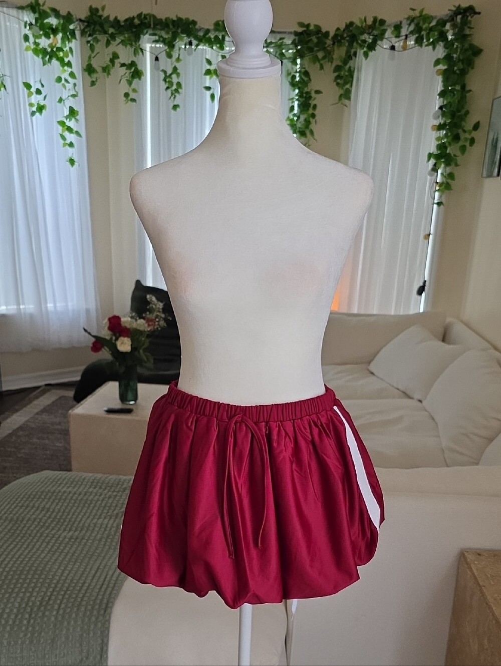 AKIRA Bubble Hem Drawstring Babydoll Spring Summer Everyday Skrit